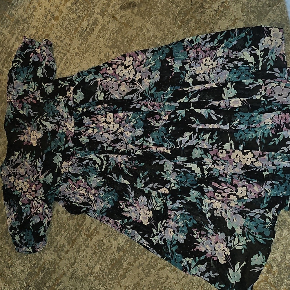 Torrid Ruffle Kimono Chiffon Clip Dot Floral Black Top 3X - Picture 16 of 16